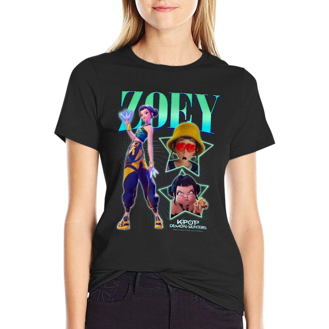 Kpop Demon Hunters Zoey Showcase Retro Neon Poster  Easy-care T-Shirt