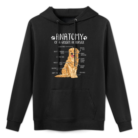 Funny Anatomy Golden Retriever Dog Lover Men Women Girls Kids Cotton-Polyester Blend Hoodie