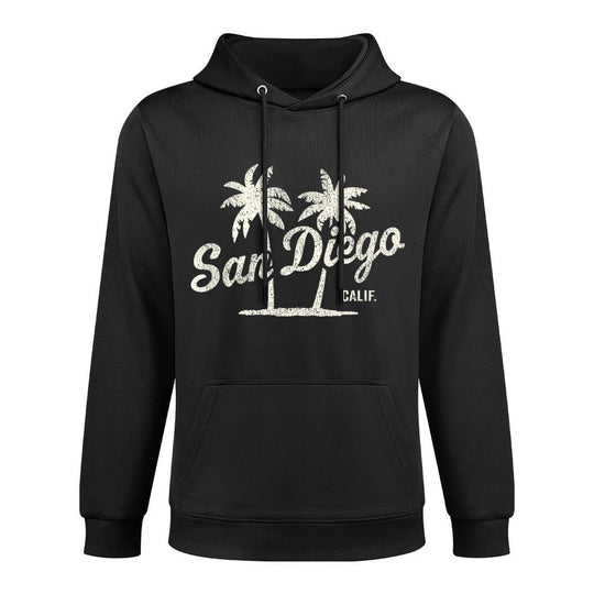 San Diego California Vintage 70s Palm Trees Graphic Easy Care Hoodie