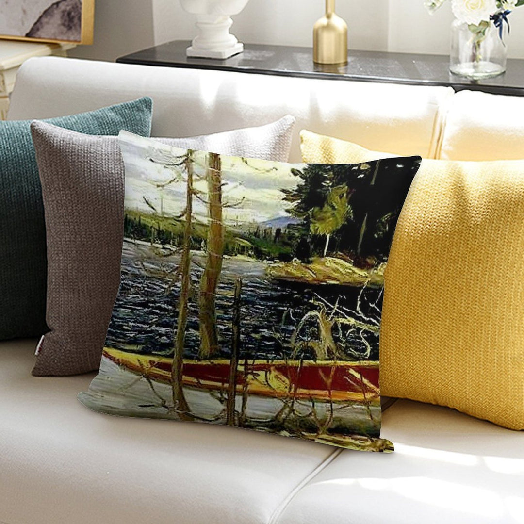 THE CANOE  Vintage 1917 Tom Thomson Algonquin Park Art Print Soft Durable Construction Throw Pillow