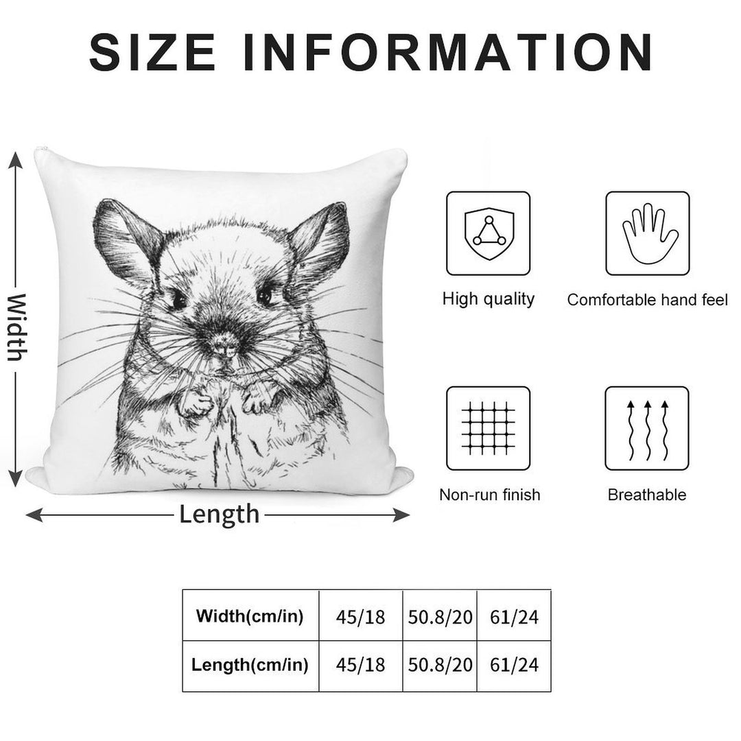 Chinchilla My Love Soft Short Plush Fabric Throw Pillow