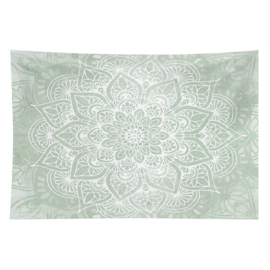 Mandala, Yoga Love, Sage Green, Boho Art Tapestry