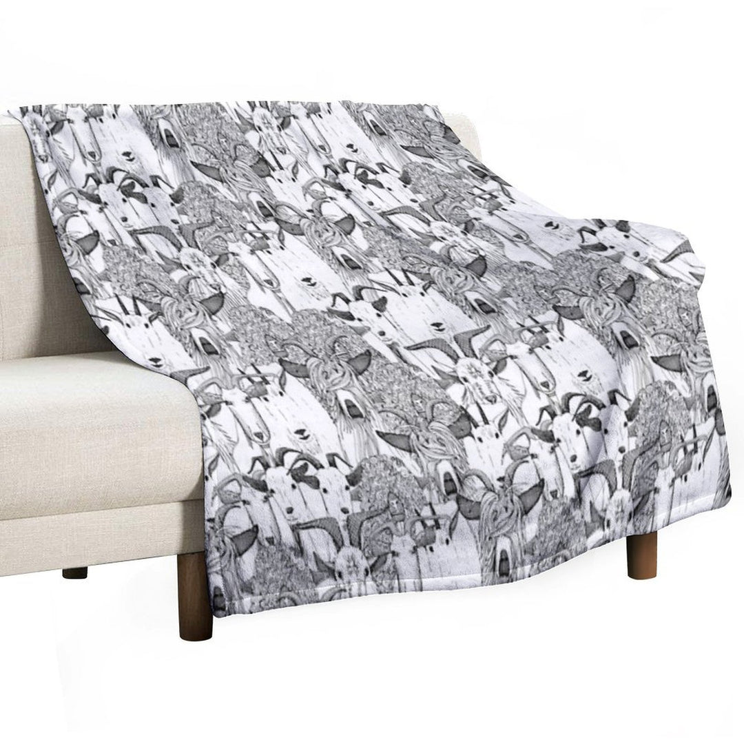 Just Goats Black White Durable Throw Blanket