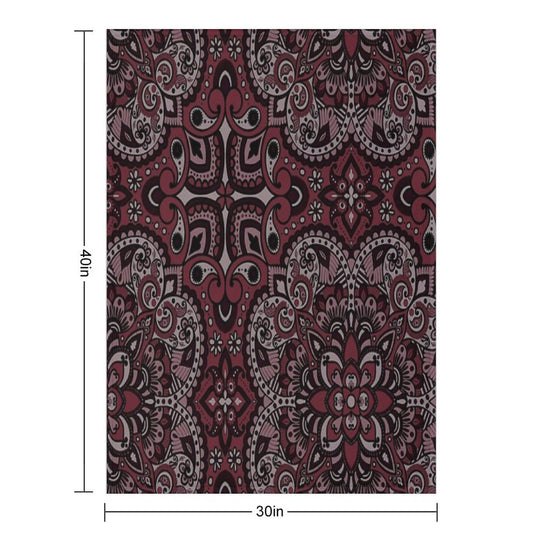 Floral Mandala Repeat Pattern - Dark Pink Premium Throw Blanket