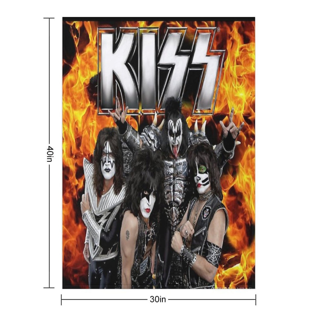 KISS with Logo And Band Shrink-resistant Throw Blanket