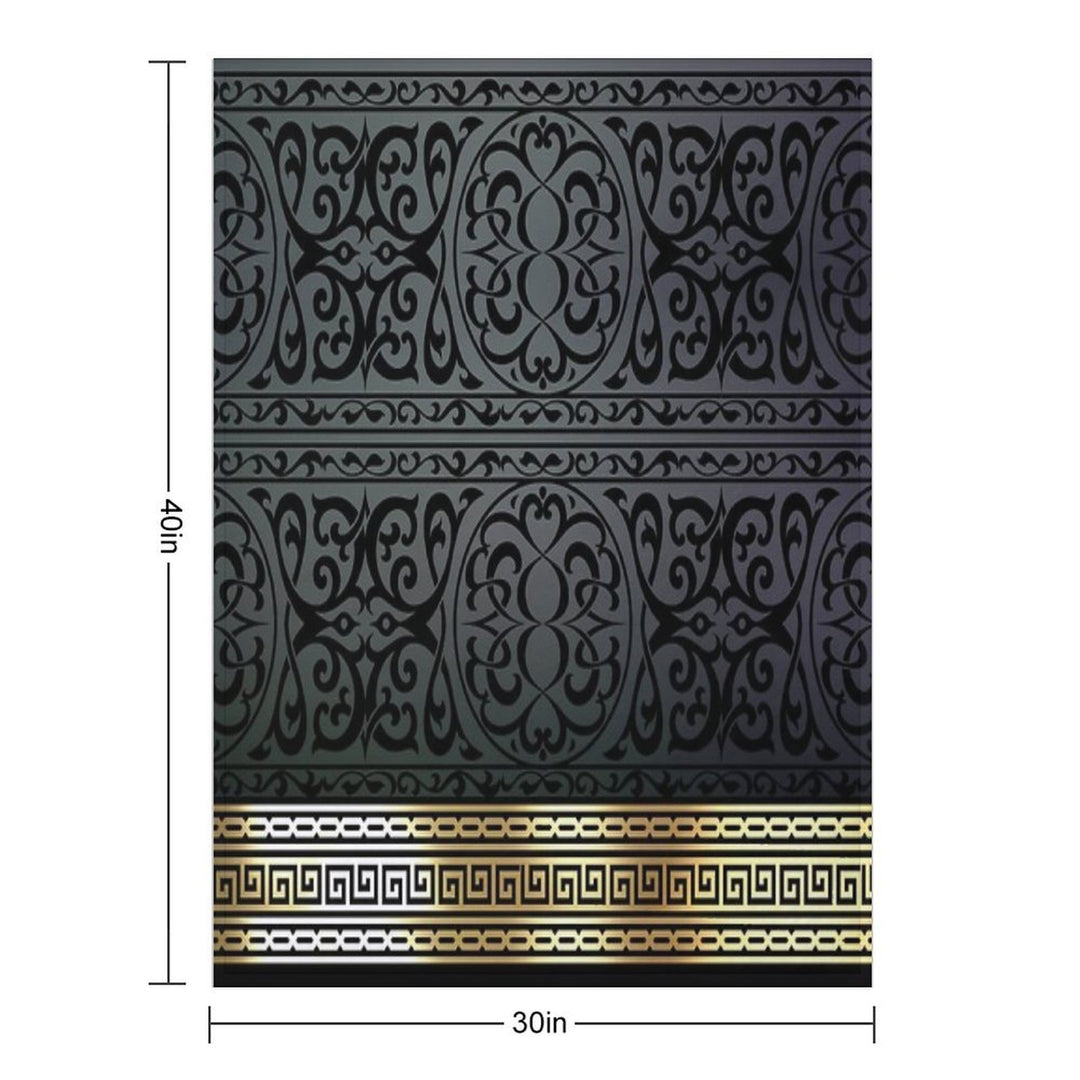 Greek Key Ornate Black & Gold Wrinkle-free Throw Blanket