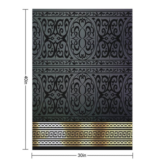 Greek Key Ornate Black & Gold Wrinkle-free Throw Blanket