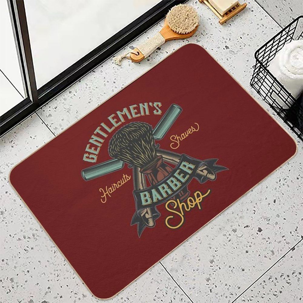 Gentlement's Haircuts & Shaves Barber Shop - Vintage Gift  Repositionable Bath Mat