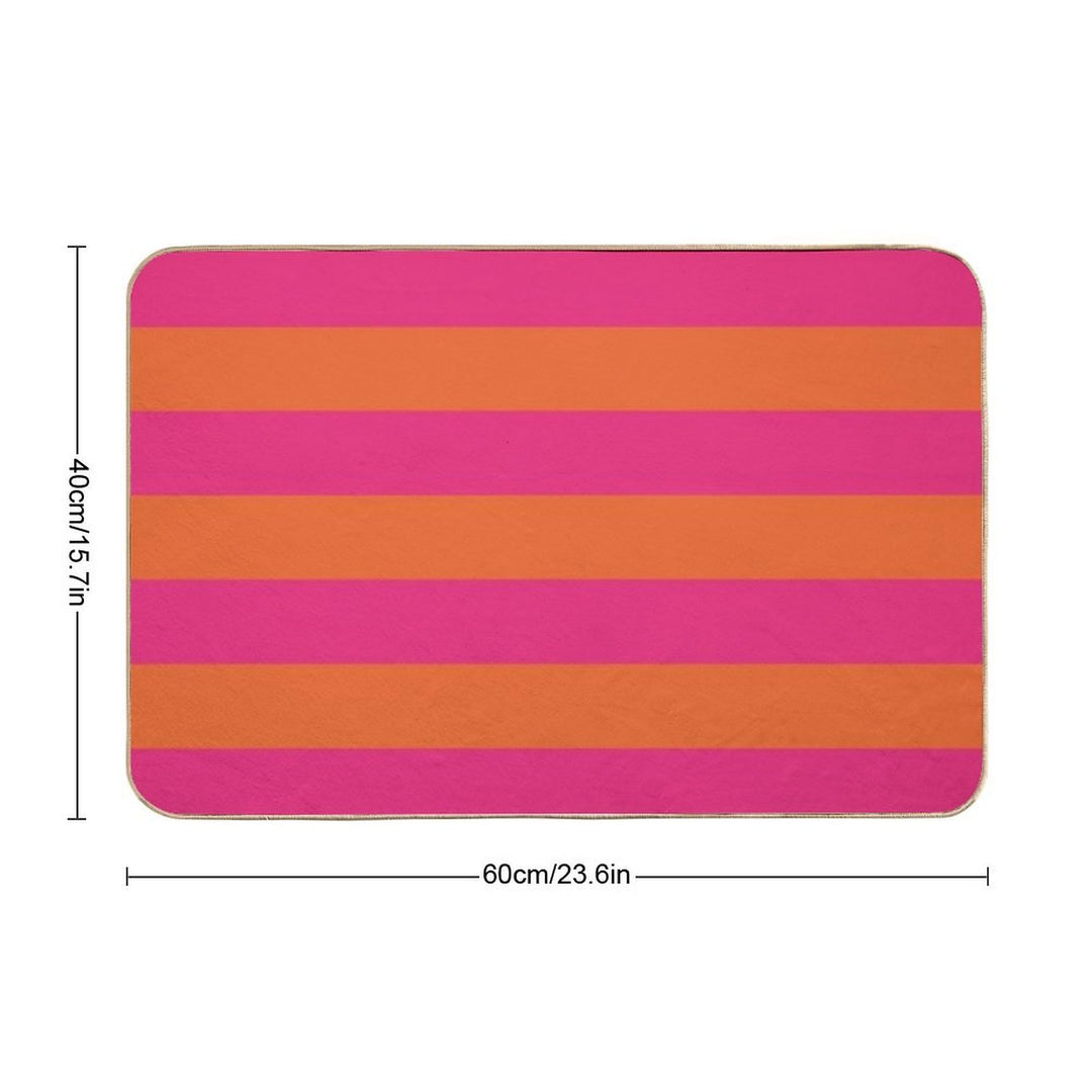 Orange Pop And Hot Neon Pink Horizontal Stripes  Long-Lasting Bath Mat