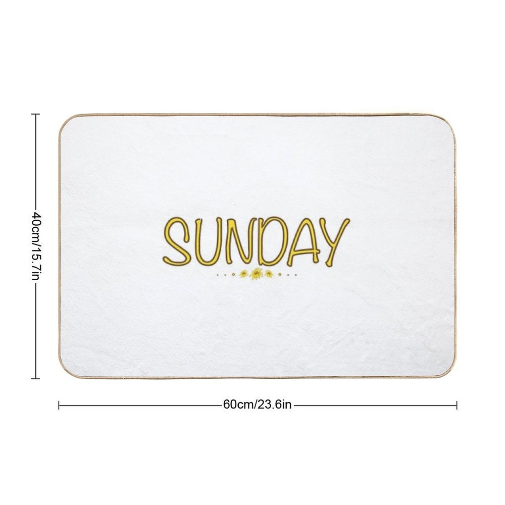 Sunday Weekday Yellow Flower  Easy Maintenance Bath Mat