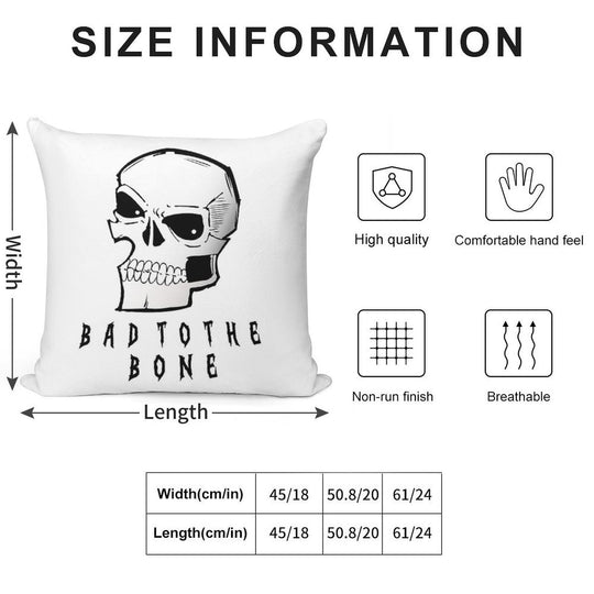 “Bad to The Bone – Gothic Rock Rebel Skull” Soft Reinforced Edging Throw Pillow