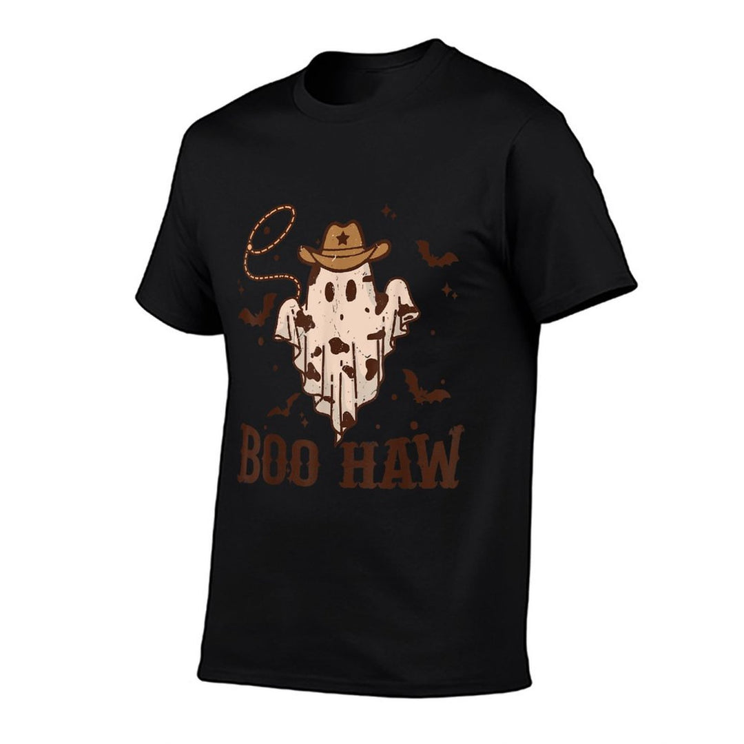 Retro Boo Haw Ghost Funny Western Cowboy Cowgirl Halloween  Slim-fit Cut T-Shirt