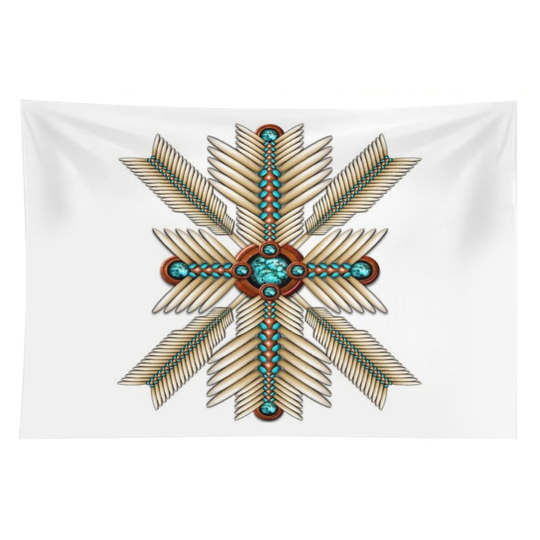 Bone And Turquoise Sunburst Tapestry
