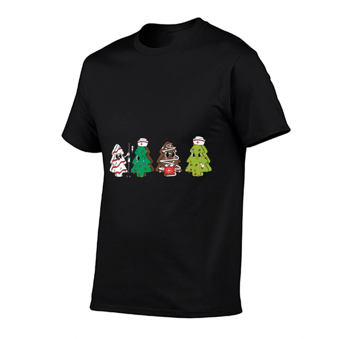 Christmas Nurse Tree Cake Nursing School Registered Nurse RN  High-quality Stitching T-Shirt