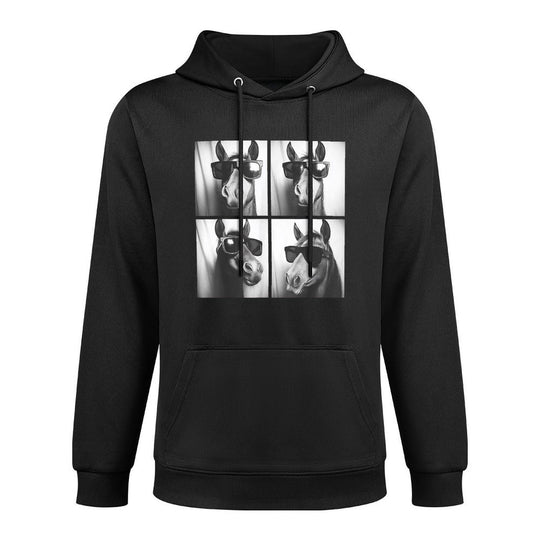Funny Horse Wearing Sunglasses Photobooth Selfie Farm Animal Casual Wear Hoodie