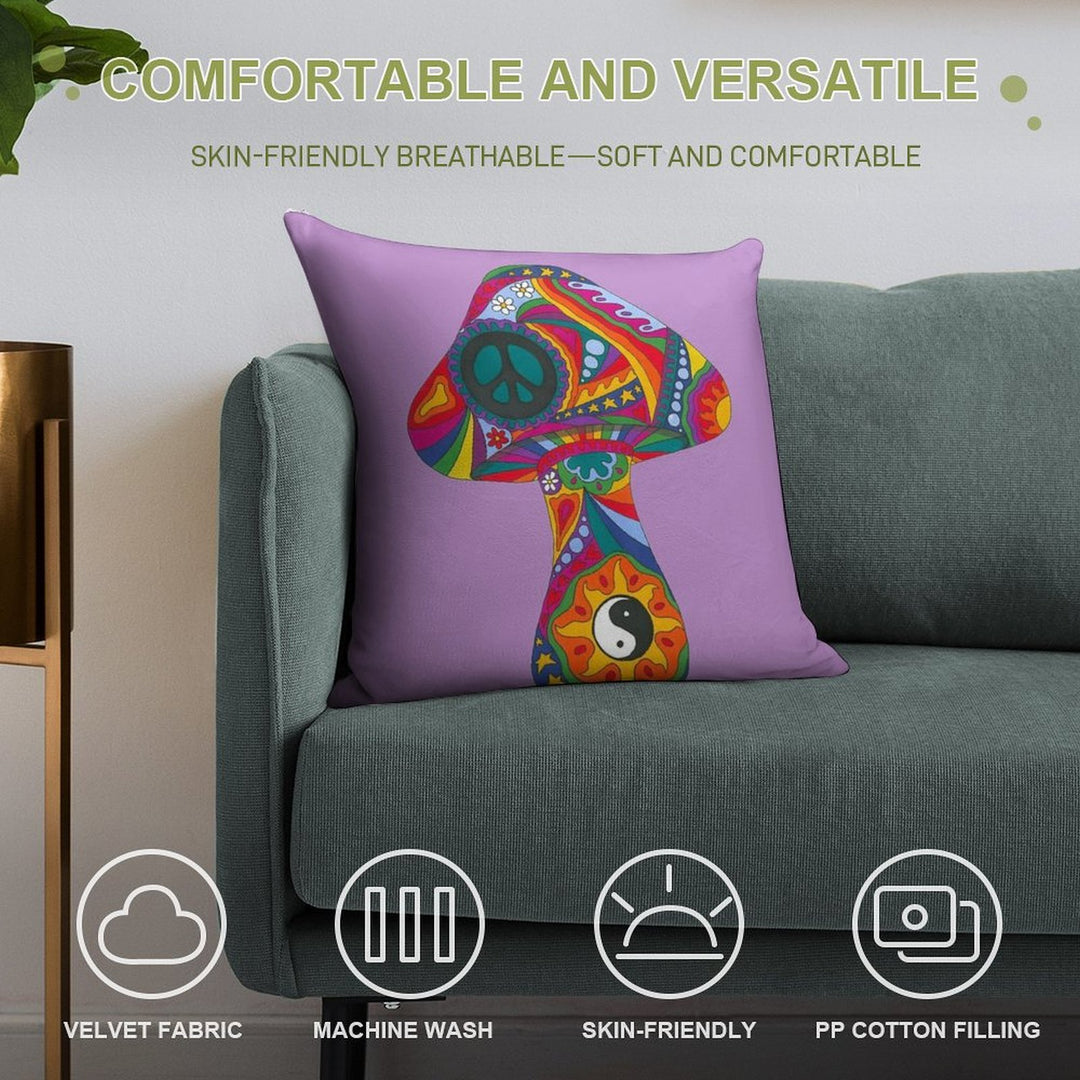 Psychedelic Mushroom Soft High-Density Material Throw Pillow