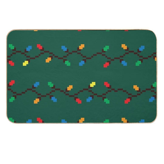 Pixel Christmas Lights  Stain-Proof Bath Mat