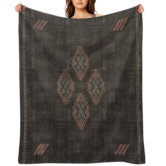 Kilim in Black And Pink Comfort Throw Blanket