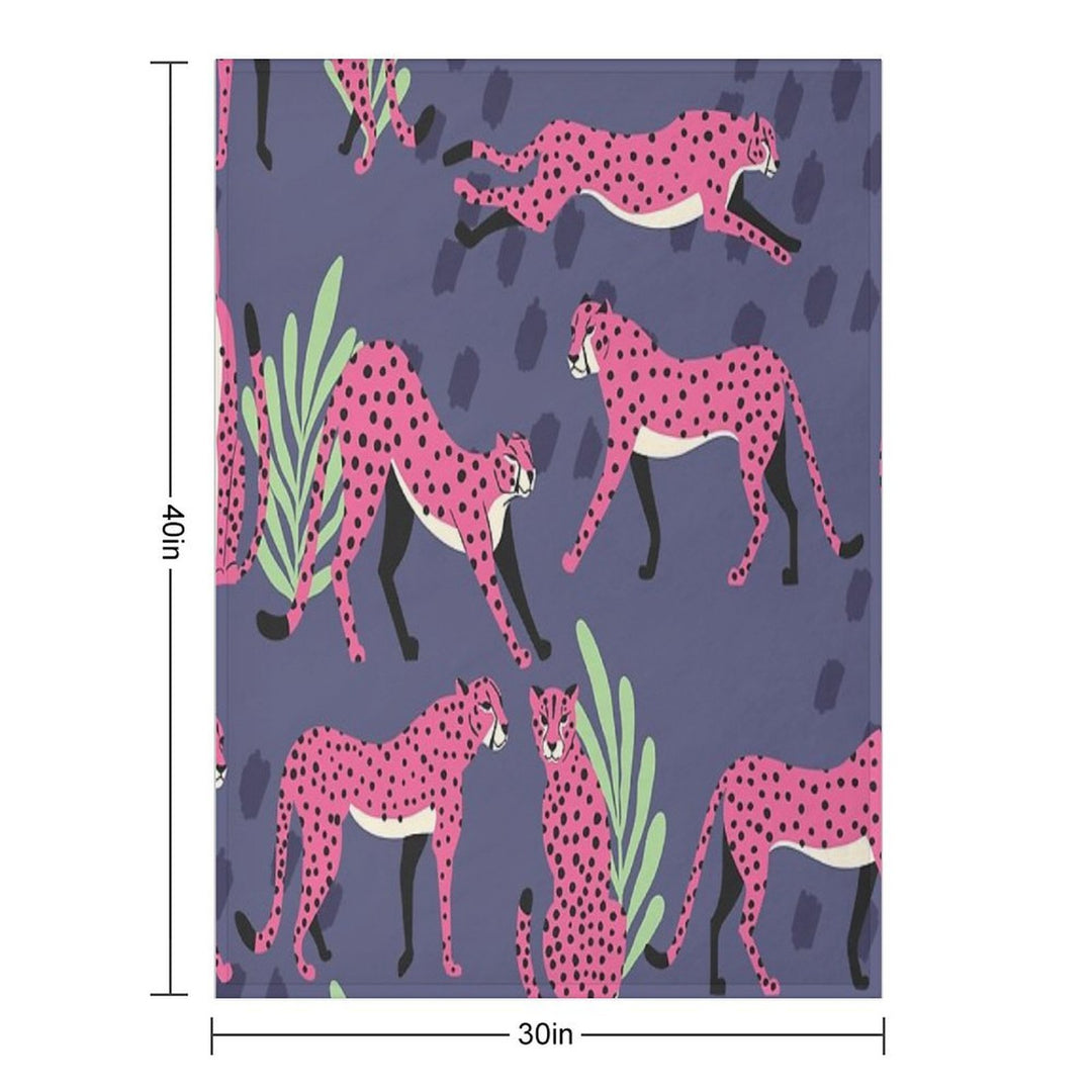 Pink Cheetahs on Purple Pattern Durable Throw Blanket
