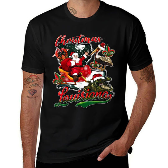 New Orleans Christmas Louisiana Crawfish Santa Holiday  Moisture-wicking T-Shirt