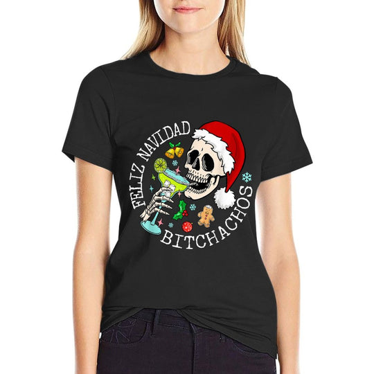 Feliz Navidad Bitchachos Funny Skull Spanish Merry Christmas  Versatile T-Shirt