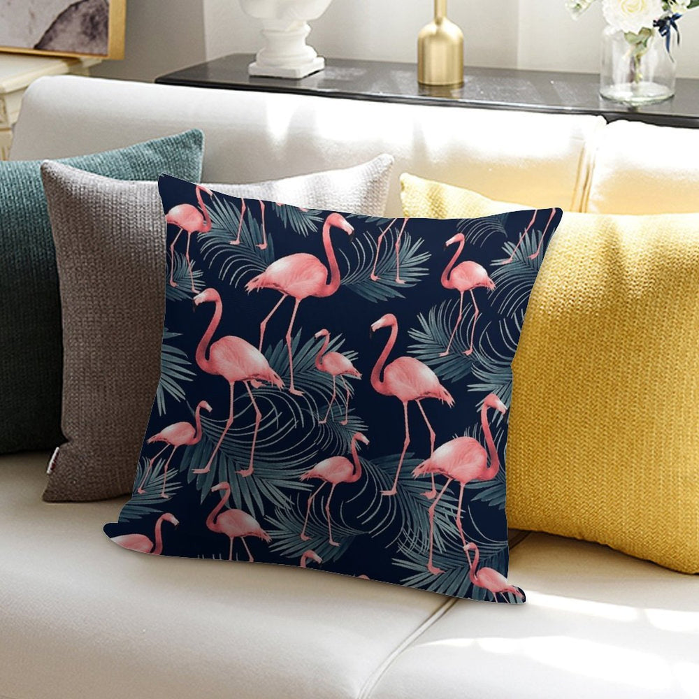 Summer Flamingo Palm Night Vibes #1 #tropical #decor #art Soft Ultra-Soft Texture Throw Pillow