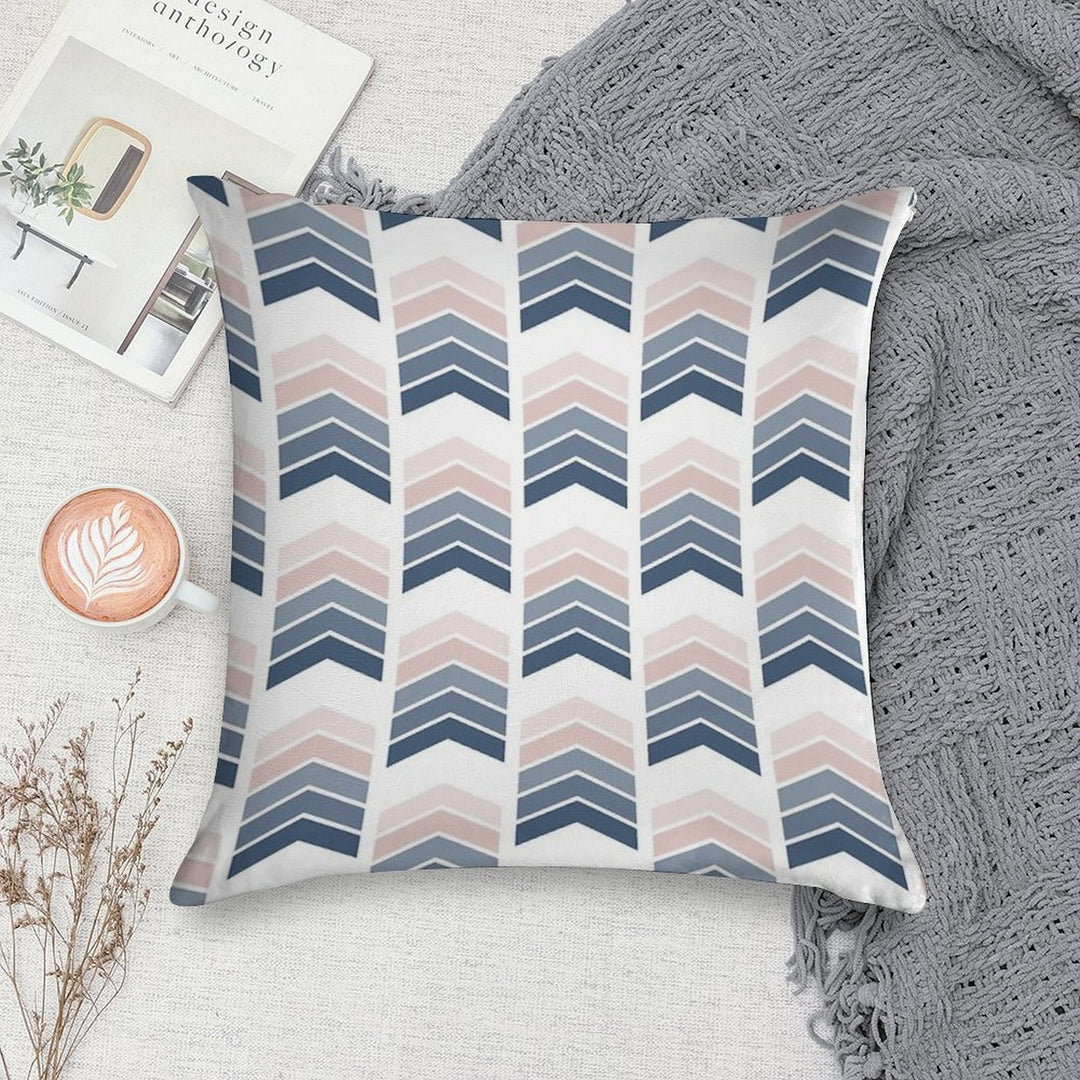Blush Pink And Navy Blue Scandi Pattern Soft Hidden Zipper Throw Pillow