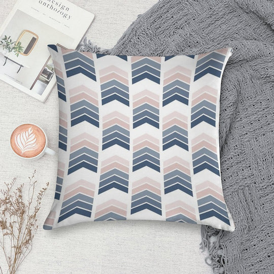 Blush Pink And Navy Blue Scandi Pattern Soft Hidden Zipper Throw Pillow