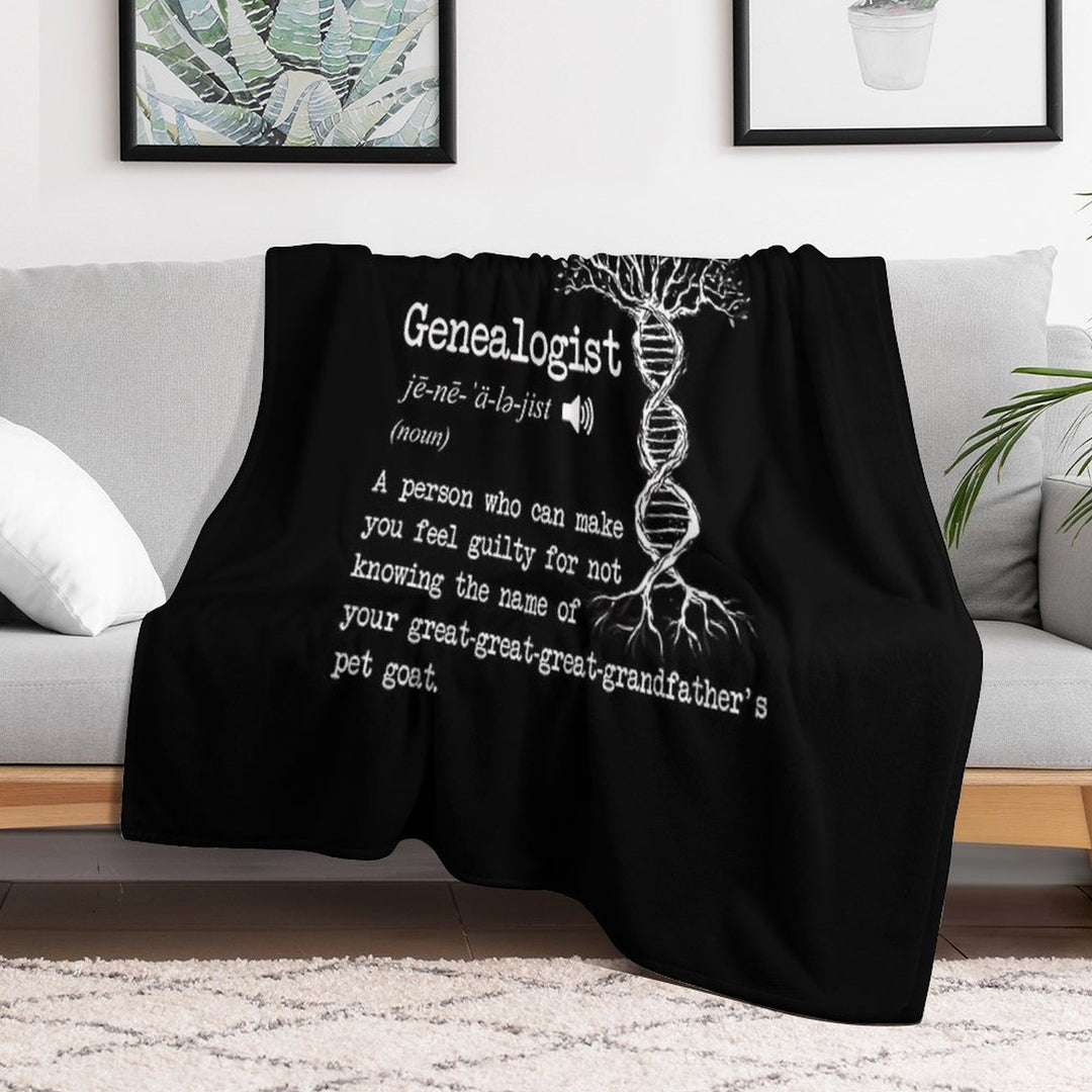 Funny Genealogist Definition Family Researcher History Tree Lineage Plush Throw Blanket