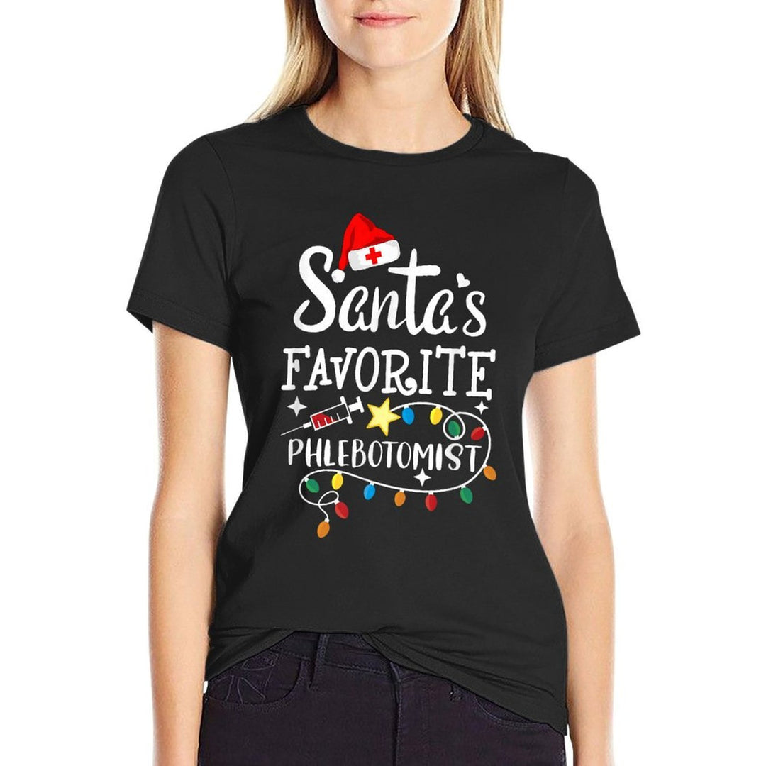 Santas Favorite Phlebotomist Christmas Phlebotomy RN Nurse  Summer-ready Fabric T-Shirt