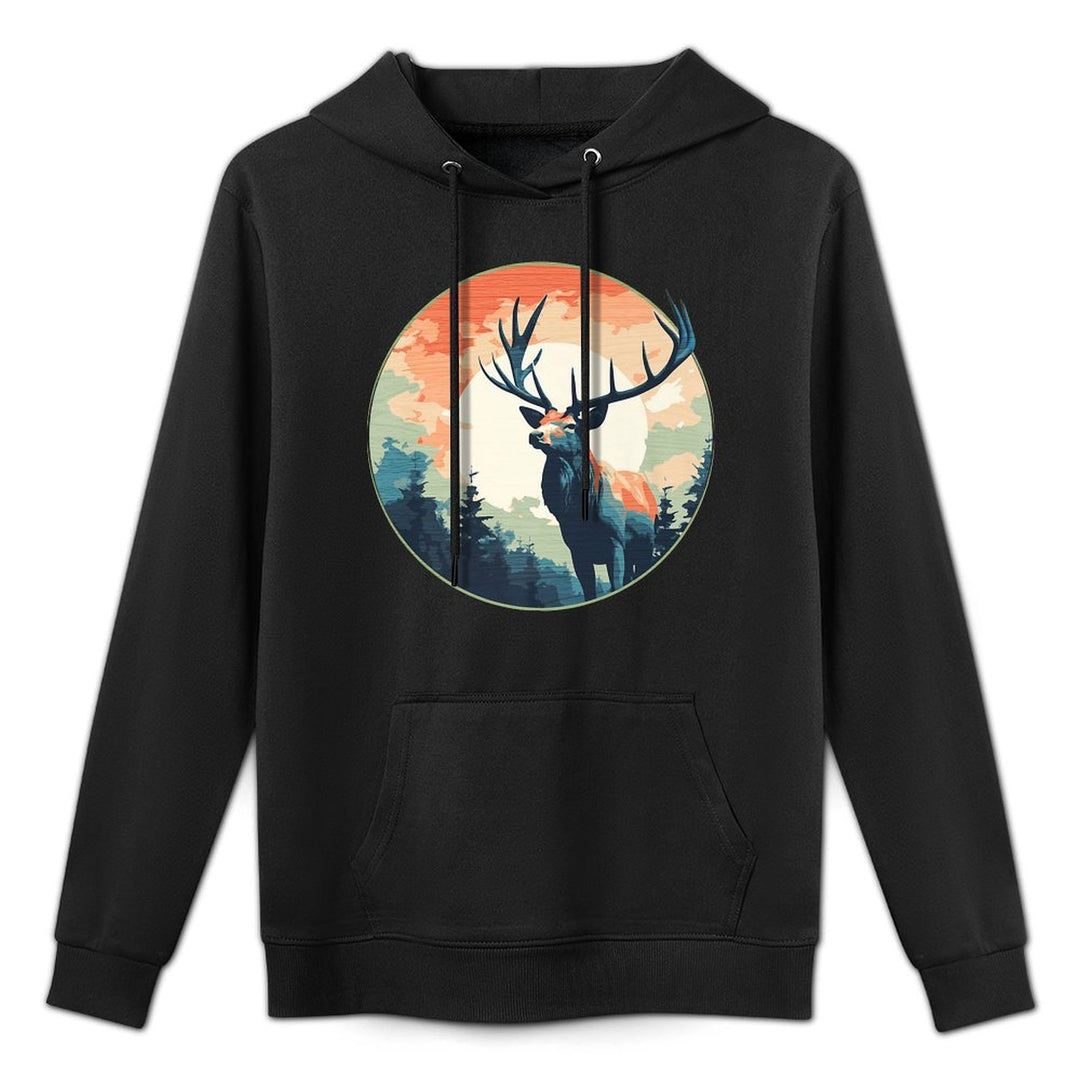 Lunar Stag Silhouette Twilight in The Wilderness Premium Layering Staple Hoodie