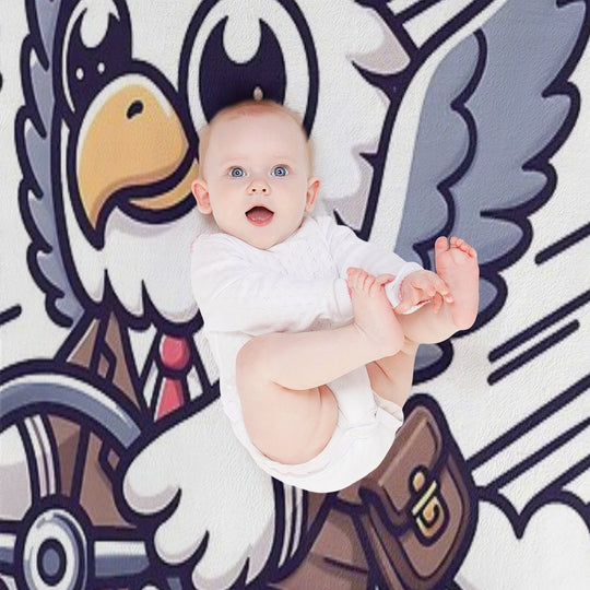 Kawaii Eagle A Steering Wheel Travel-friendly Throw Blanket