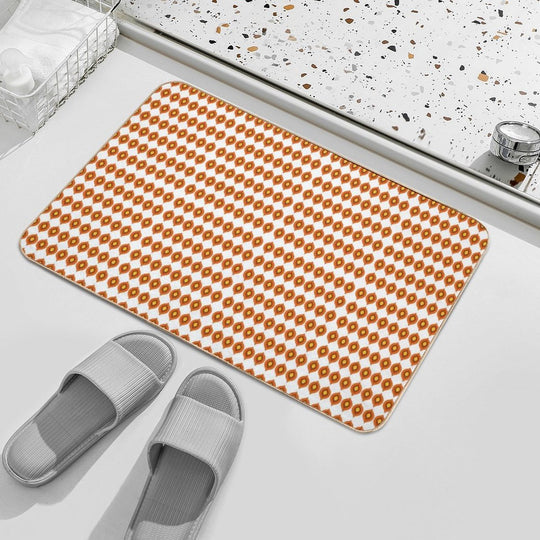 Retro 70s Mid-Century Mod Pattern – Burnt Orange Vibes  Anti-Trip Bath Mat