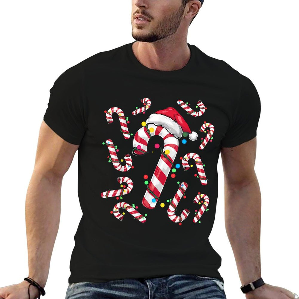 Red And White Christmas Candy Cane Santa Lights Christmas  Vintage-inspired T-Shirt