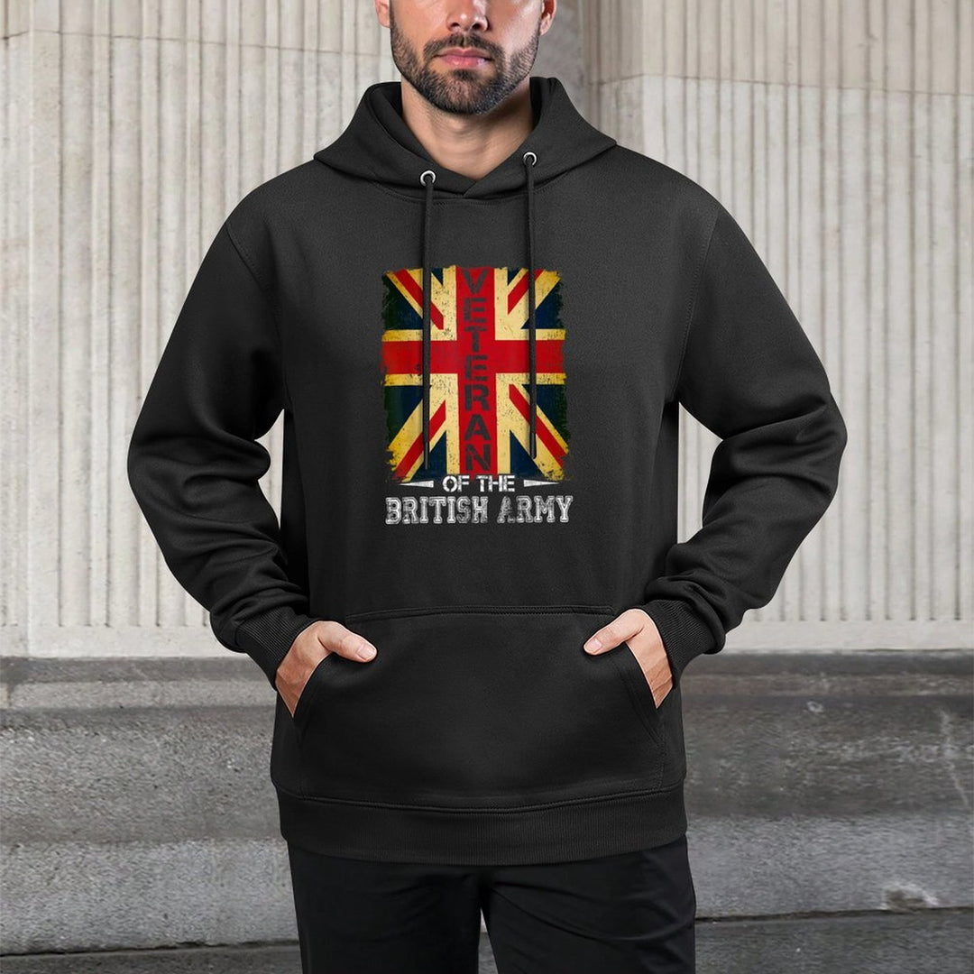 British Army Veteran Soldier Union Jack UK Armed Forces Shape Retention Hoodie