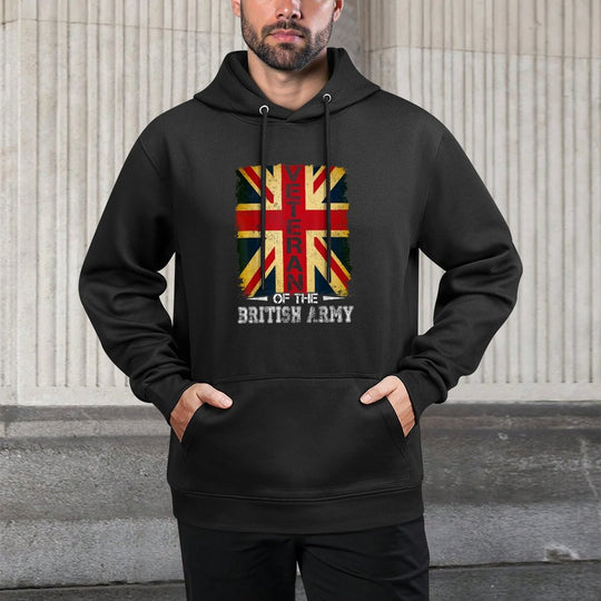 British Army Veteran Soldier Union Jack UK Armed Forces Shape Retention Hoodie