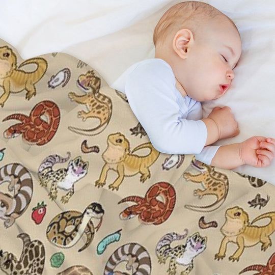 Reptile Pets Pattern - Sand Versatility Throw Blanket