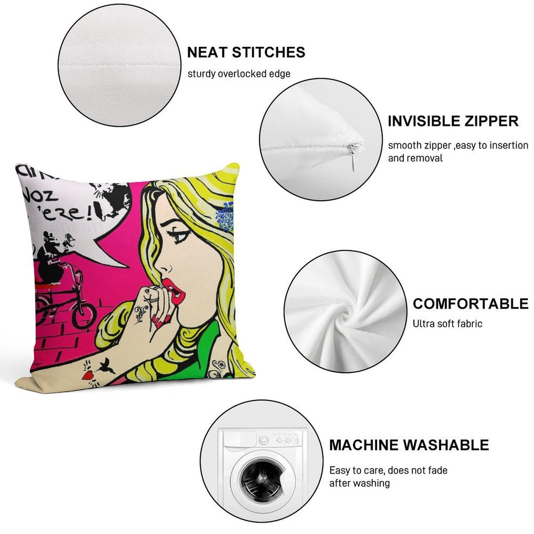 Banksy Goes Pop Art Soft Durable Construction Throw Pillow