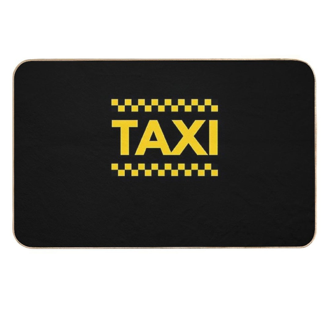 Taxi  Cabby - Lettering Yellow Checkered Black  Stain-Proof Bath Mat