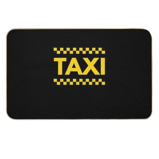 Taxi  Cabby - Lettering Yellow Checkered Black  Stain-Proof Bath Mat