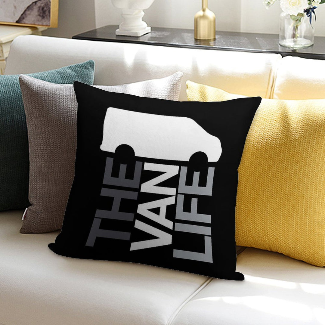 The Van Life Logo  Greyscale Soft Easy Maintenance Throw Pillow