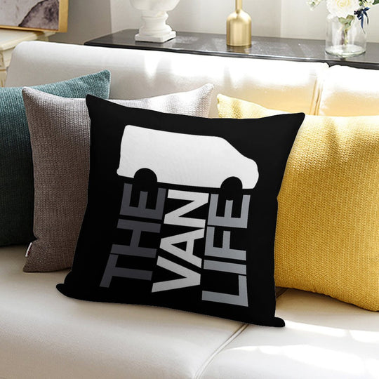 The Van Life Logo  Greyscale Soft Easy Maintenance Throw Pillow