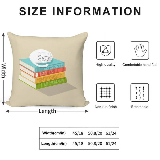The Cat Loves Books Soft Easy Maintenance Throw Pillow