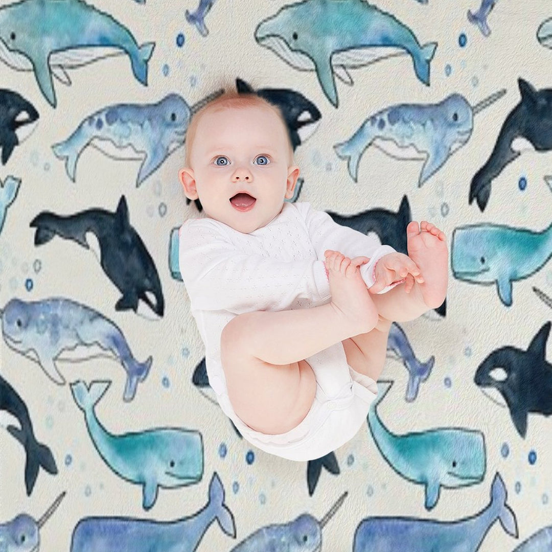 Whales, Orcas & Narwhals Velvety-soft Throw Blanket