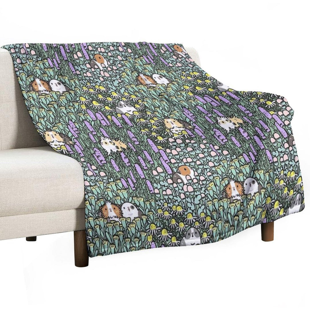 Guinea Pigs And Garden Herbs Pattern Compact Throw Blanket