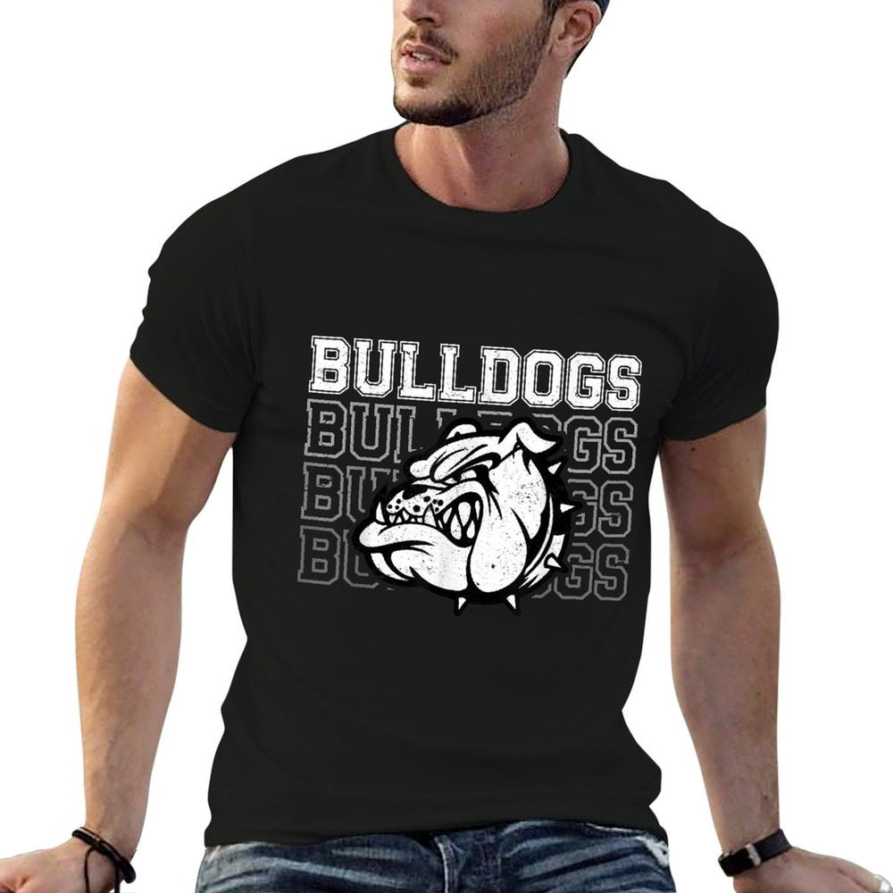 Bulldogs Mascot Team Spirit Vintage Sports Fan  Heathered Texture T-Shirt