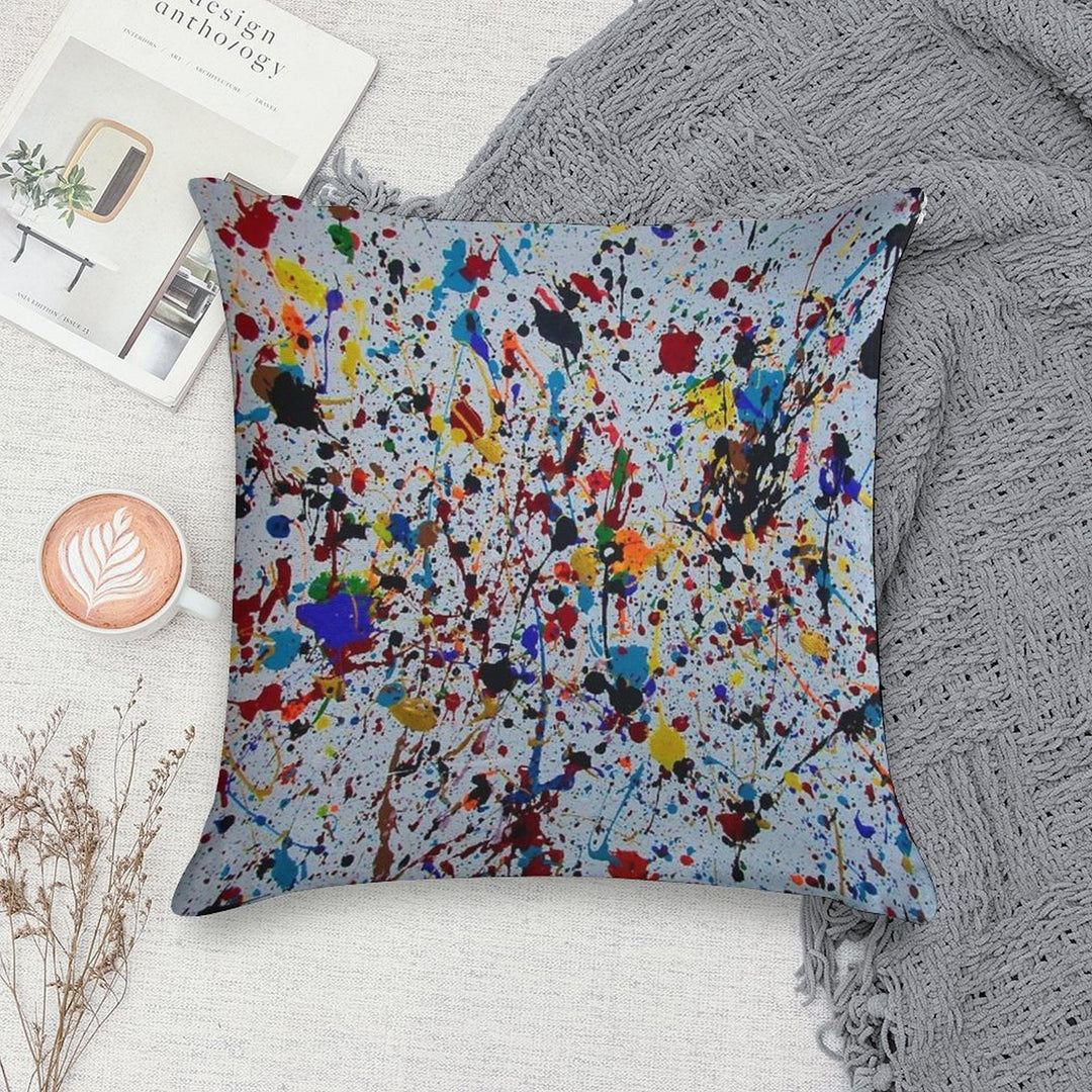 Splatter Paint Soft Hidden Zipper Throw Pillow