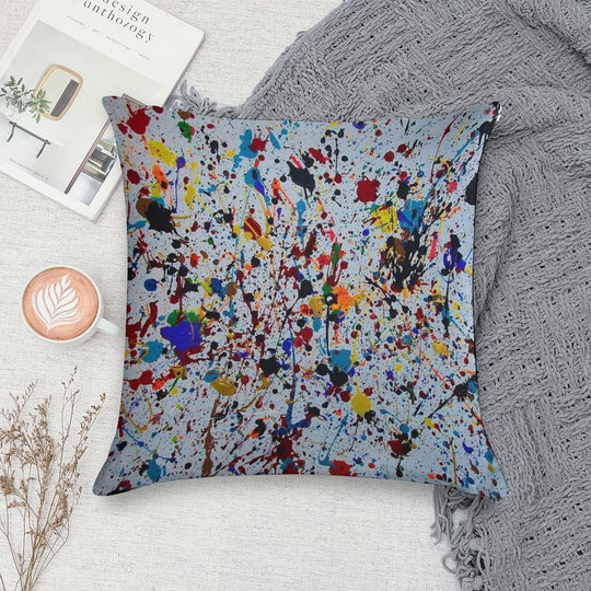 Splatter Paint Soft Hidden Zipper Throw Pillow