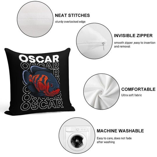Oscar Fish 80's Monster Fish Keeper Soft Hidden Zipper Throw Pillow