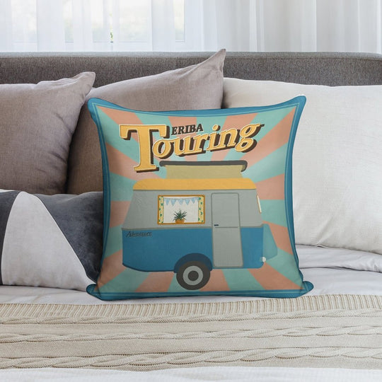 Vintage Touring Caravan Adventure Soft Warmth Comfort Throw Pillow
